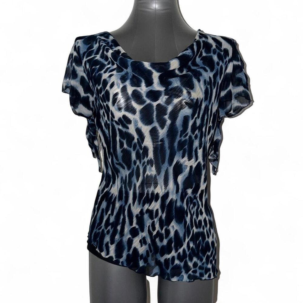 Kaelyn-Max Women's Sheer Leopard Print Blouse